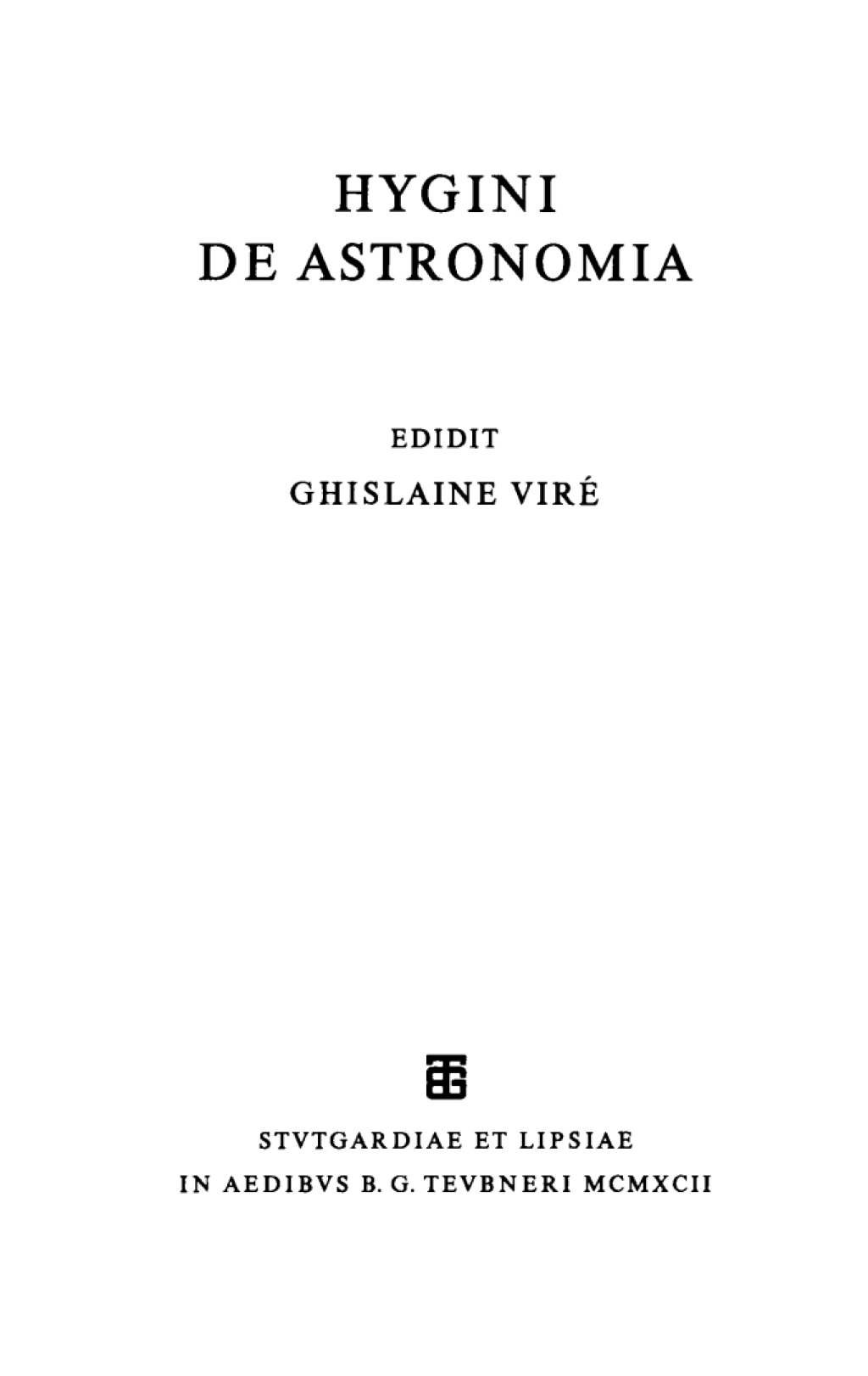 De astronomia 1st Edition