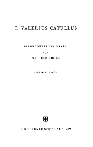 Imagen de portada: Catull 7th edition 9783598740015