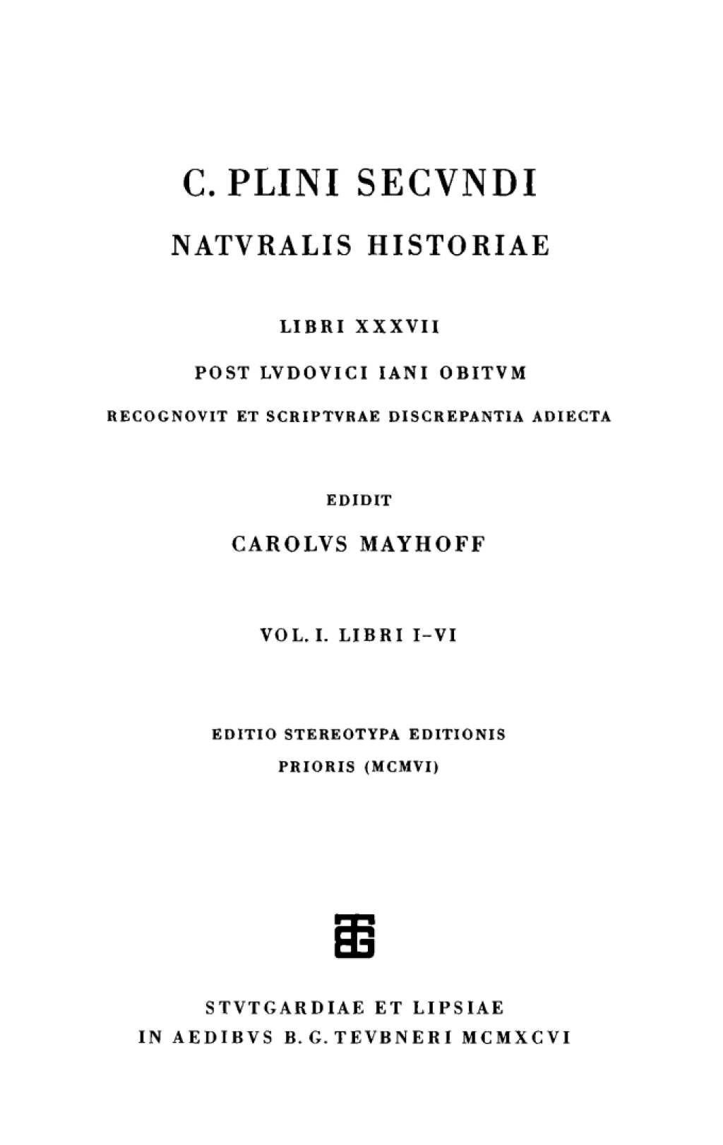 Libri I-VI 1st Edition