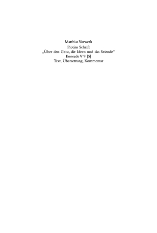 Cover image: Plotins Schrift "Über den Geist, die Ideen und das Seiende" 1st edition 9783598776946