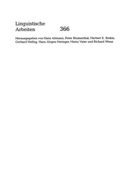 Titelbild: Lexikalische Kategorien und Merkmale 1st edition 9783484303669
