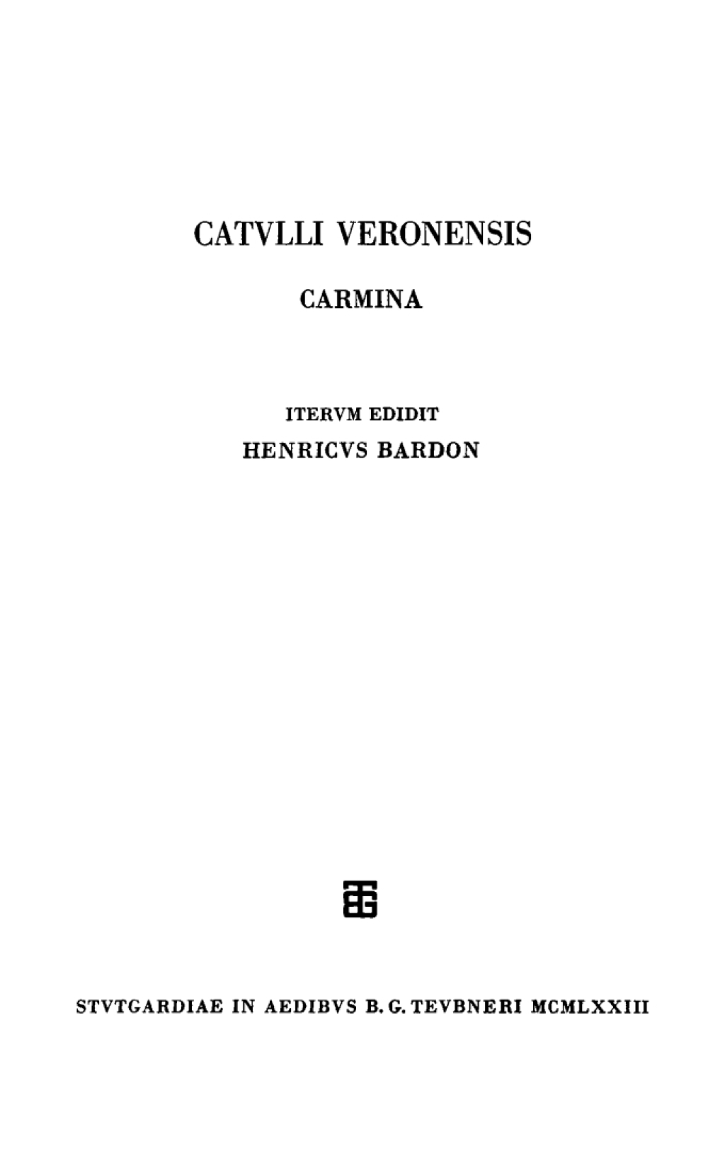 Carmina 1st Edition