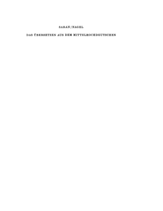 Cover image: Das Übersetzen aus dem Mittelhochdeutschen 6th edition 9783484100763