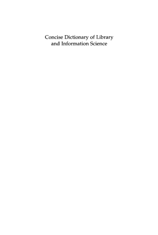 Cover image: Concise Dictionary of Library and Information Science 2nd edition 9783598115080