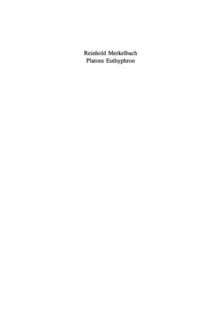 Cover image: Platons Euthyphron 1st edition 9783598730122