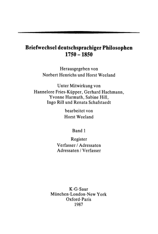 Cover image: Briefwechsel deutschsprachiger Philosophen 1750–1850 1st edition 9783598219108