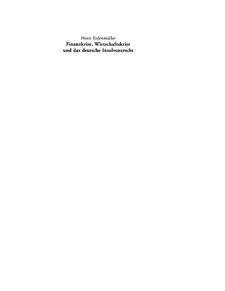 Cover image: Finanzkrise, Wirtschaftskrise und das deutsche Insolvenzrecht 1st edition 9783899497540