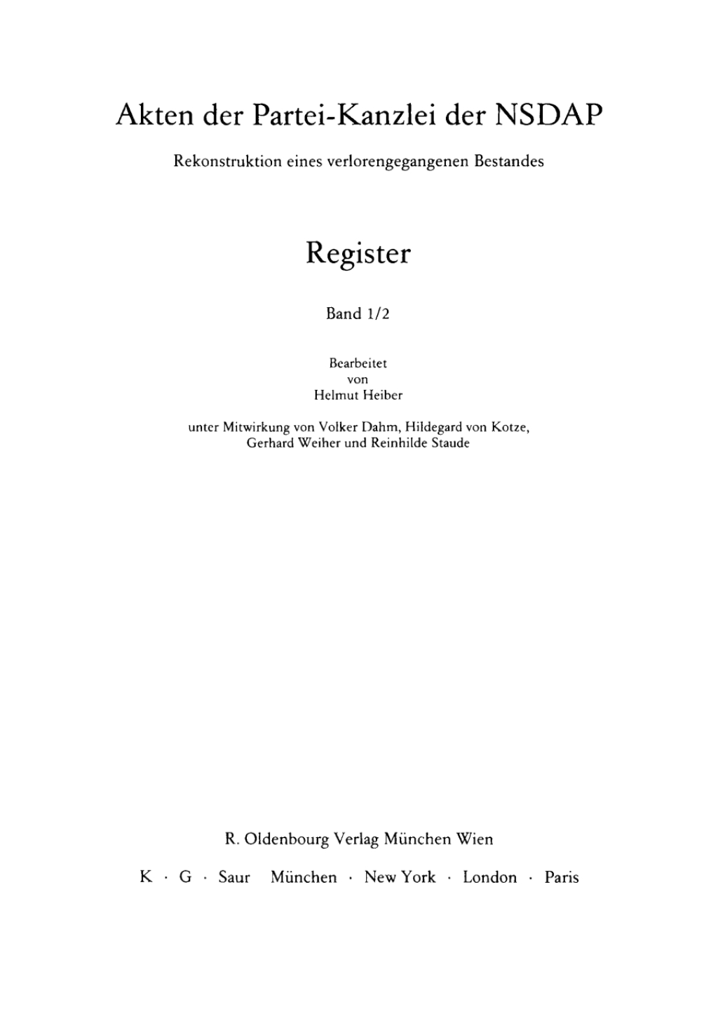 Register. Teil 1 1st Edition
