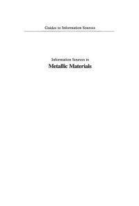 صورة الغلاف: Information Sources in Metallic Materials 1st edition 9783598244339