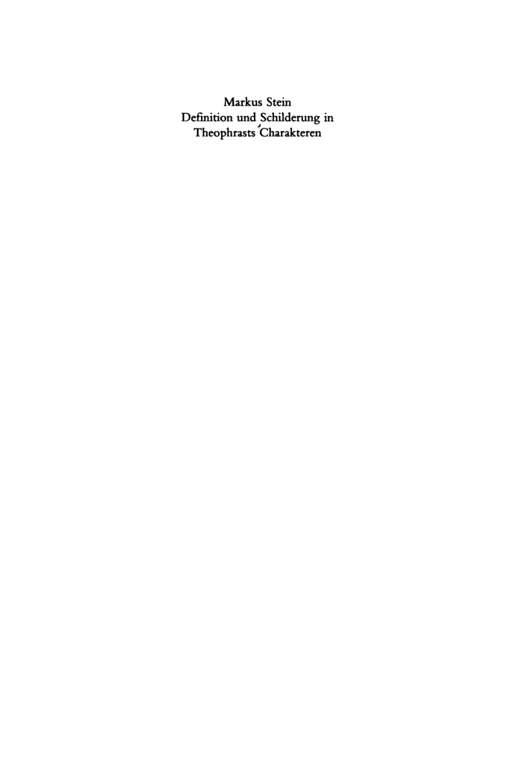 Definition und Schilderung in Theophrasts Charakteren 1st Edition