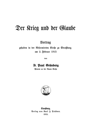 Imagen de portada: Der Krieg und der Glaube 1st edition 9783112670798