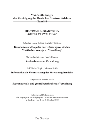 Cover image: Bestimmungsfaktoren "guter Verwaltung" 1st edition 9783111293288