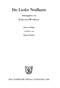 Cover image: Die Lieder Neidharts 2nd edition 9783110982251