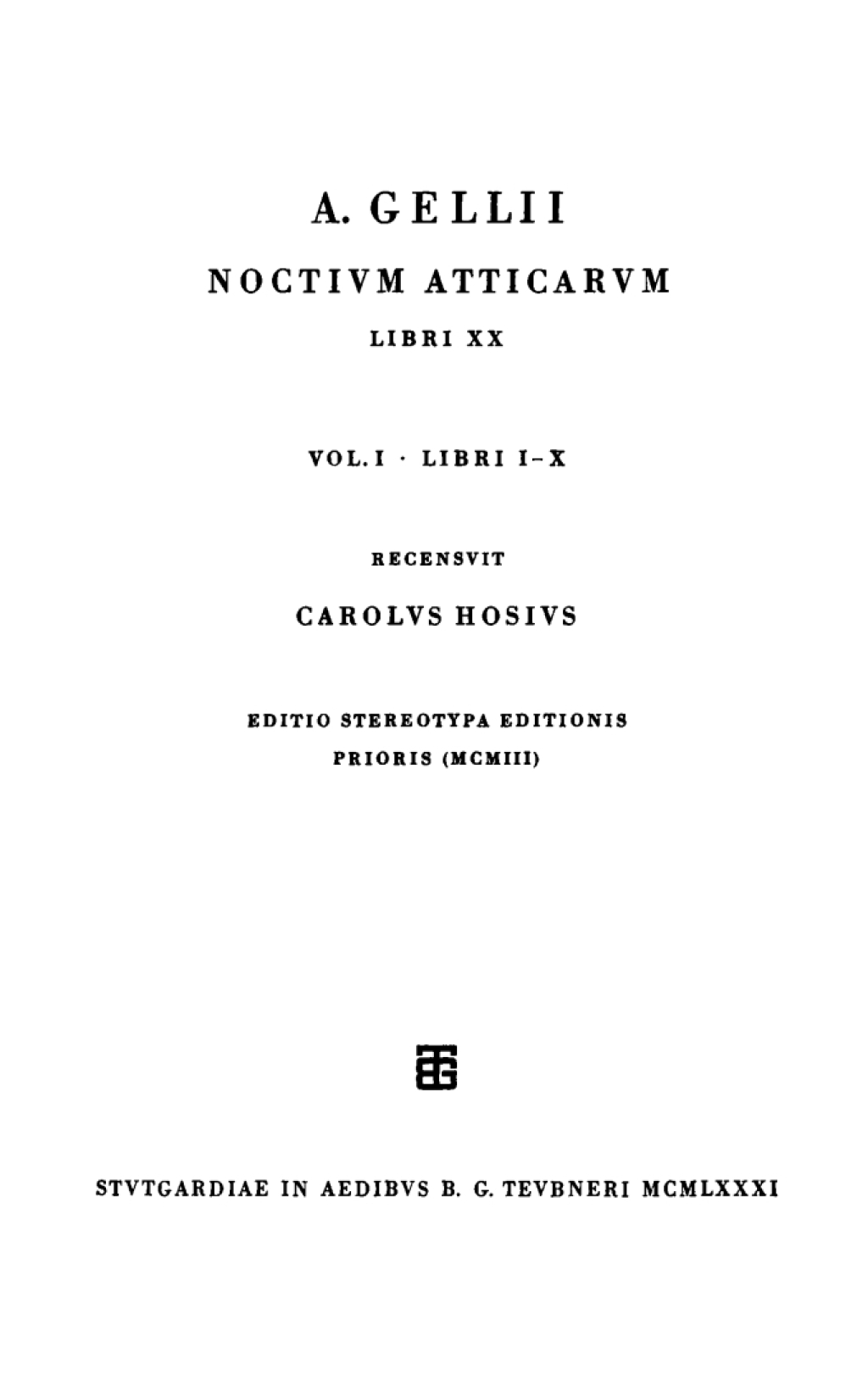 Libri I – X 1st Edition