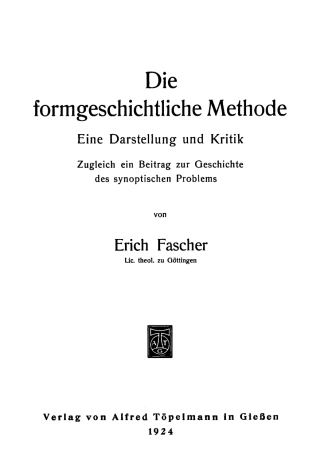 Cover image: Die formgeschichtliche Methode 1st edition 9783110984576