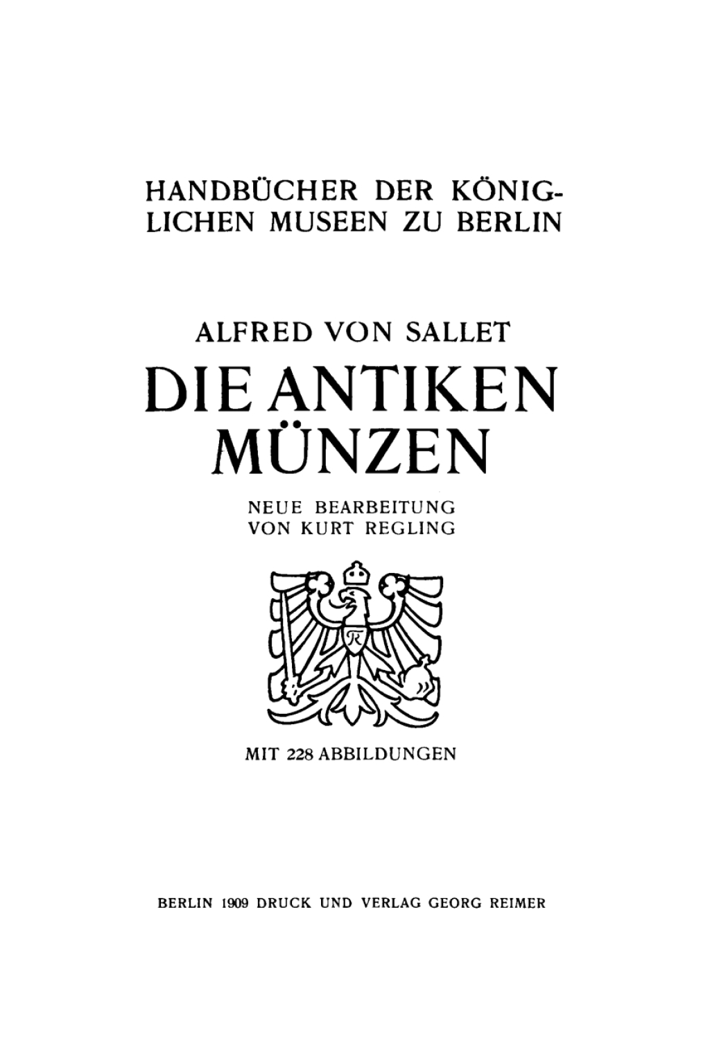 Die antiken Münzen 1st Edition