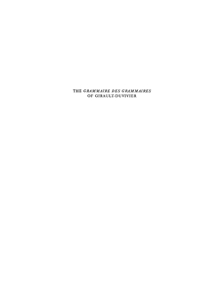 Cover image: The "Grammaire des grammaires" of Girault-Duvivier 1st edition 9783110995169