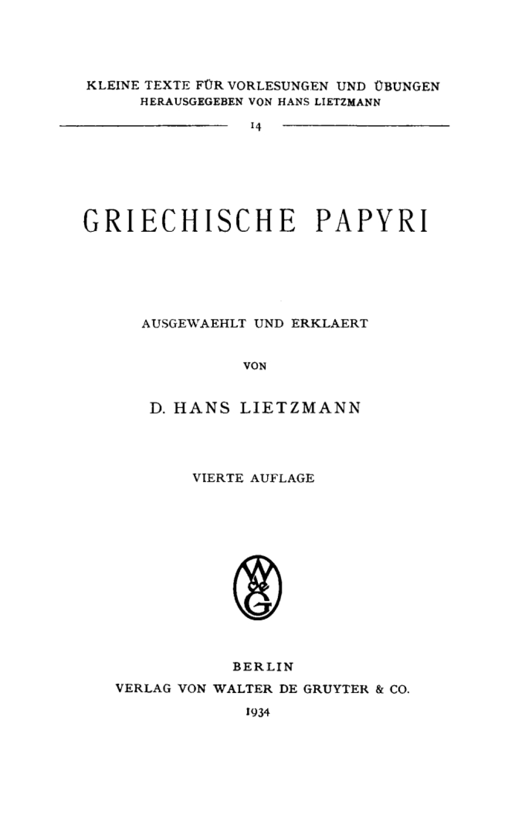 Griechische Papyri 4th Edition