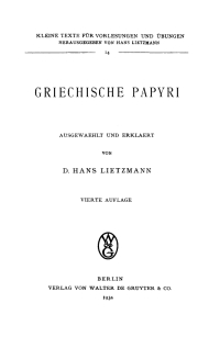 Cover image: Griechische Papyri 4th edition 9783110997002