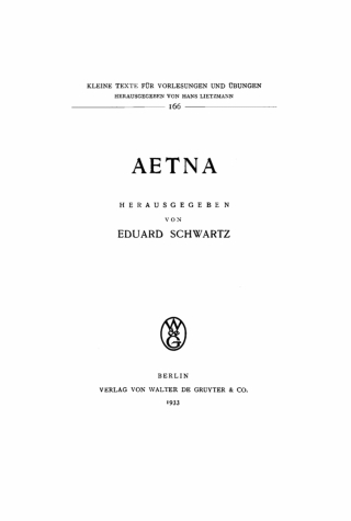 Imagen de portada: Aetna 1st edition 9783110997439
