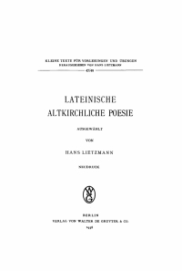 Cover image: Lateinische altkirchliche Poesie 1st edition 9783110998504