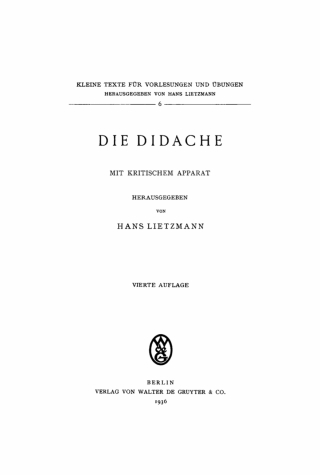 Cover image: Die Didache 4th edition 9783110998986