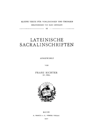 Imagen de portada: Lateinische Sacralinschriften 1st edition 9783110999068