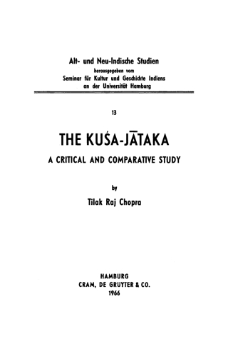 Imagen de portada: The Kusa-Jataka. A critical and comparative study 1st edition 9783111002125