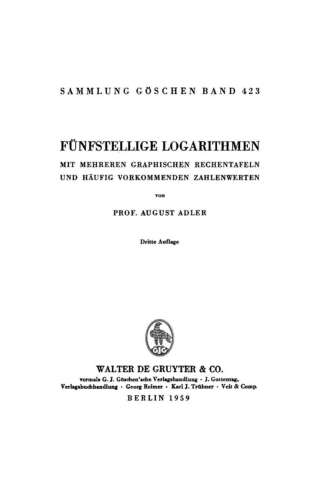 Imagen de portada: Fünfstellige Logarithmen 3rd edition 9783111002804