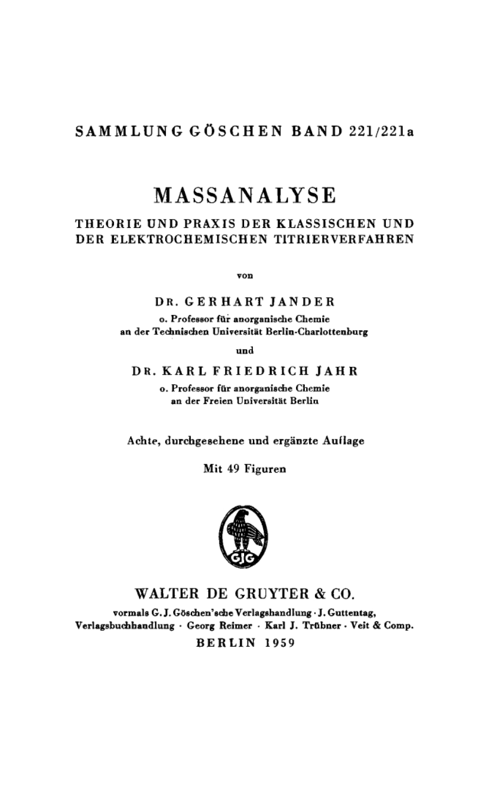 Massanalyse - 8th Edition (eBook)