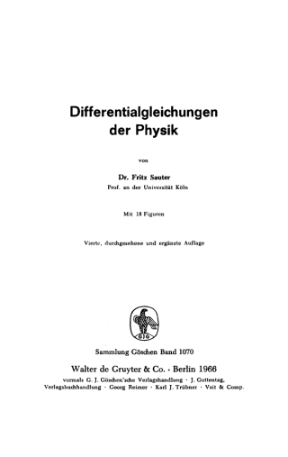 Cover image: Differentialgleichungen der Physik 4th edition 9783111005201