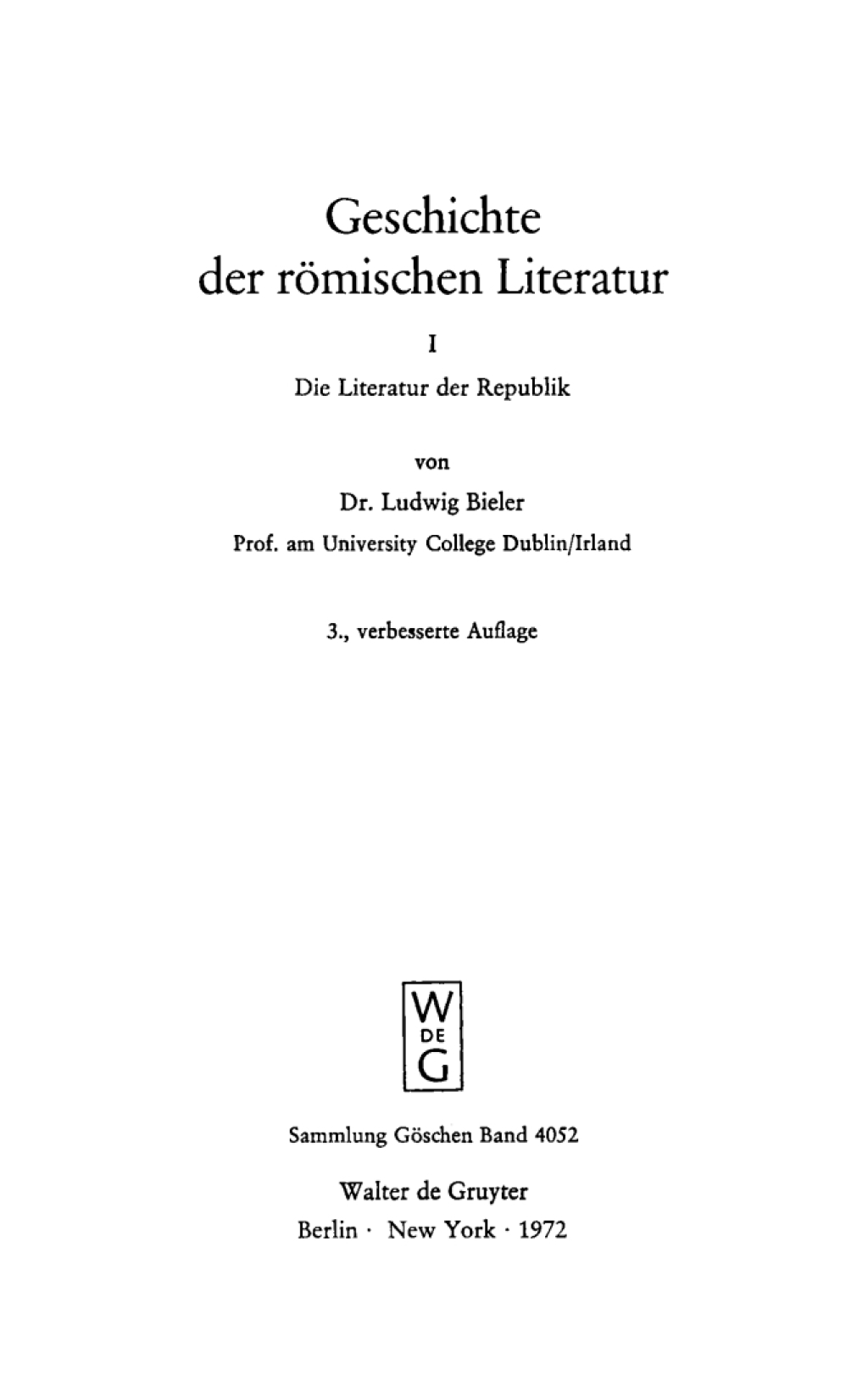 Die Literatur der Republik 3rd Edition