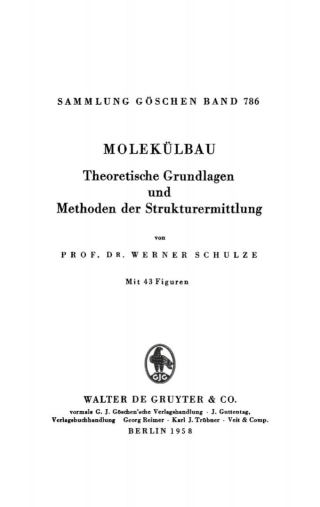 Imagen de portada: Molekülbau 1st edition 9783111005935