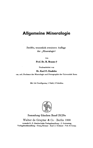 Cover image: Allgemeine Mineralogie 12th edition 9783111006703