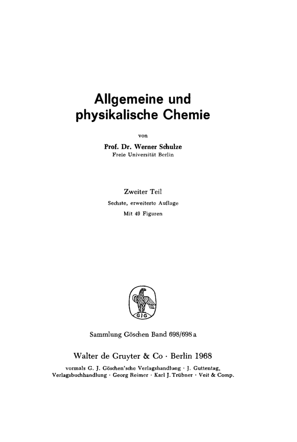 Allgemeine und physikalische Chemie. Teil 2 6th Edition