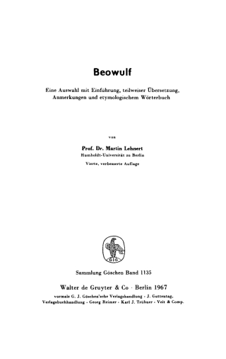 Imagen de portada: Beowulf 4th edition 9783111009025