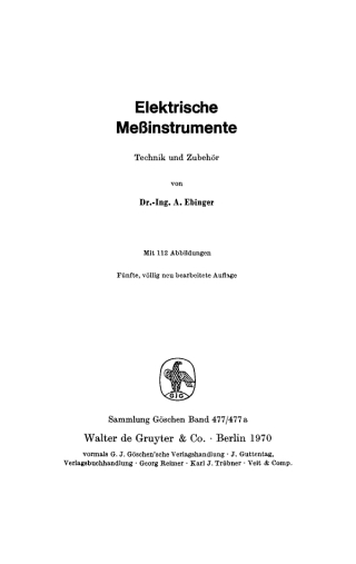 Cover image: Elektrische Meßinstrumente 5th edition 9783111009346