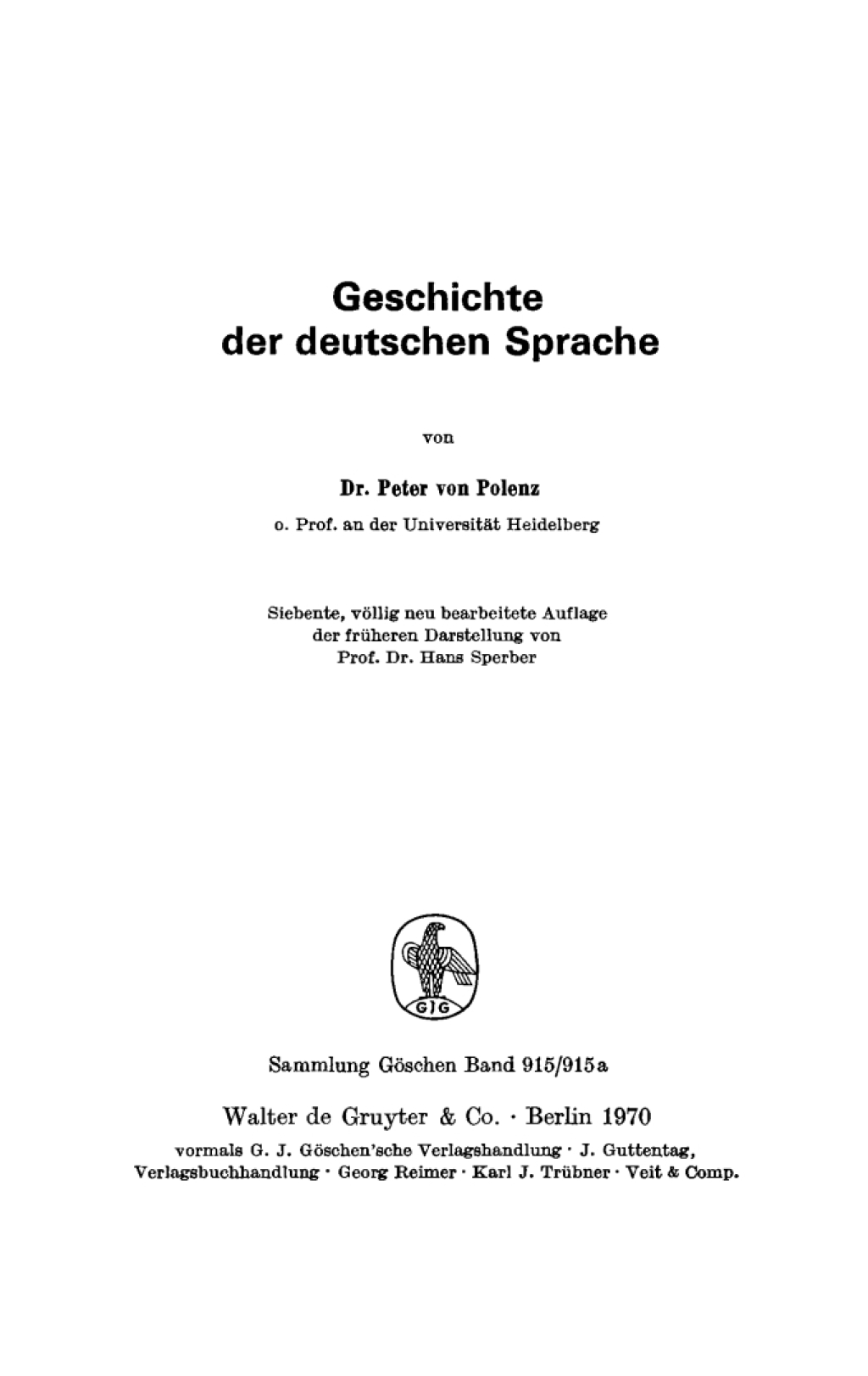 Geschichte der deutschen Sprache 7th Edition