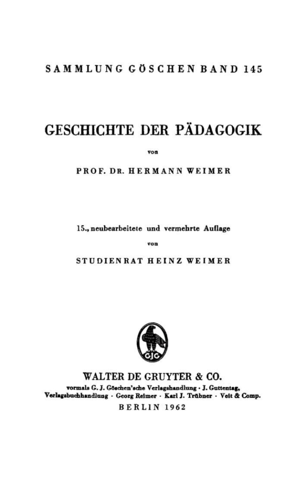 Geschichte der Pädagogik 15th Edition