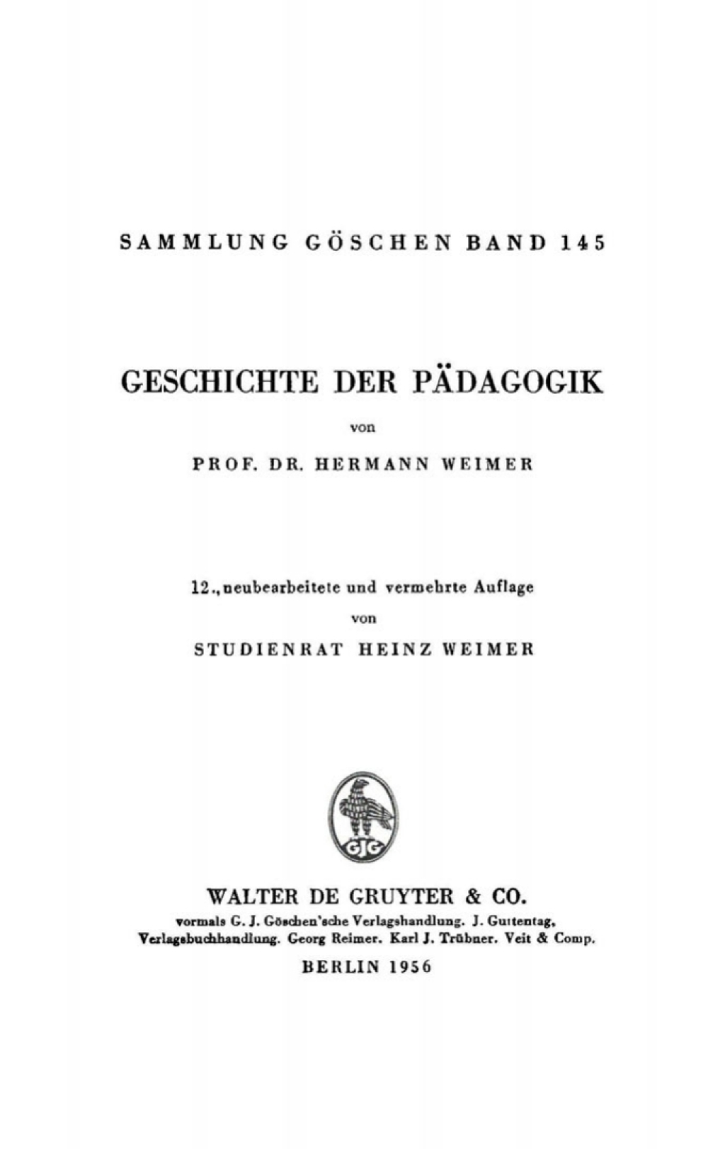 Geschichte der Pädagogik 12th Edition