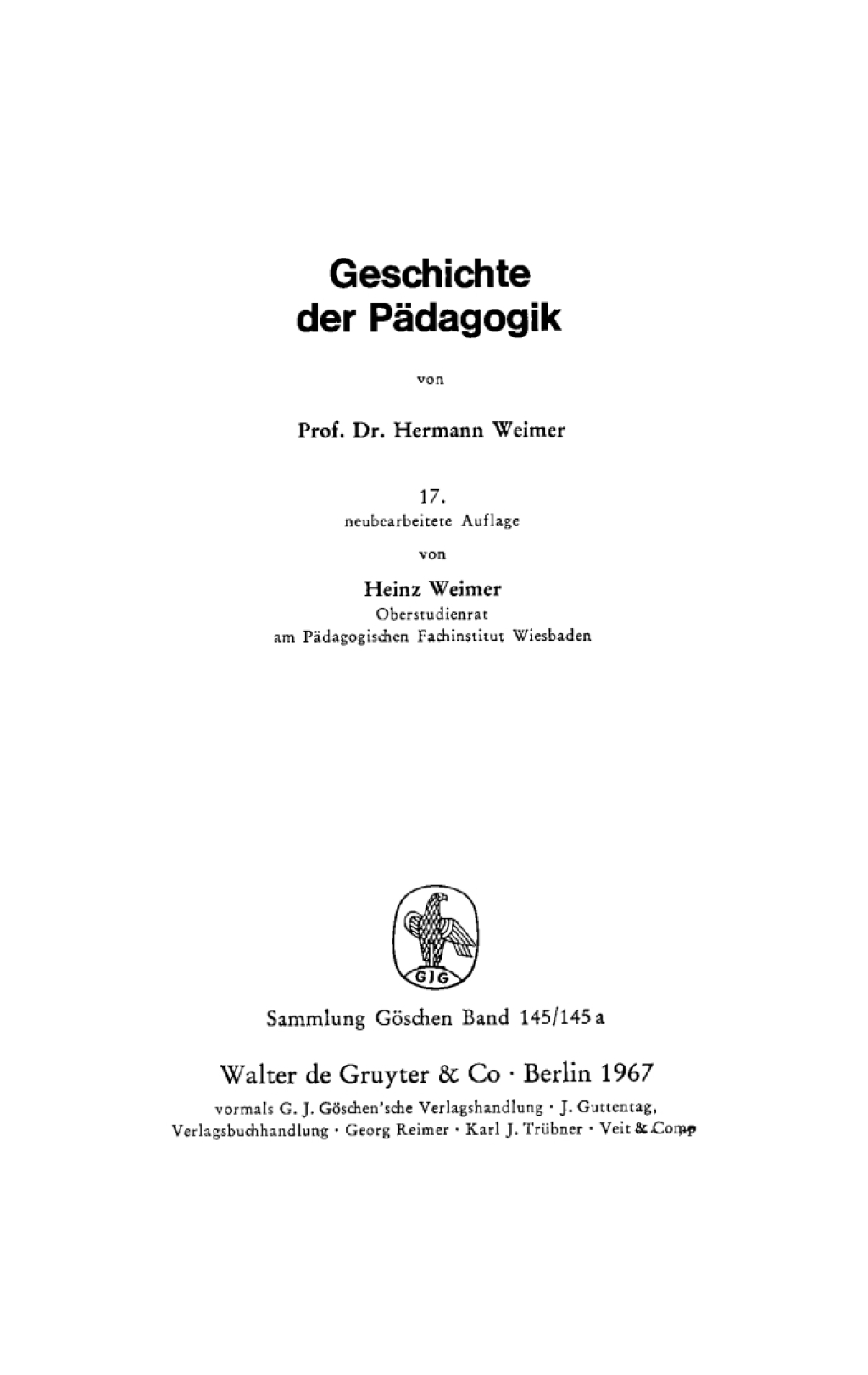 Geschichte der Pädagogik 17th Edition