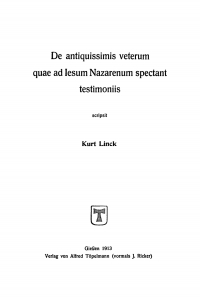 Titelbild: De antiquissimis veterum quae ad lesum Nazarenum spectant testimoniis 1st edition 9783111016085