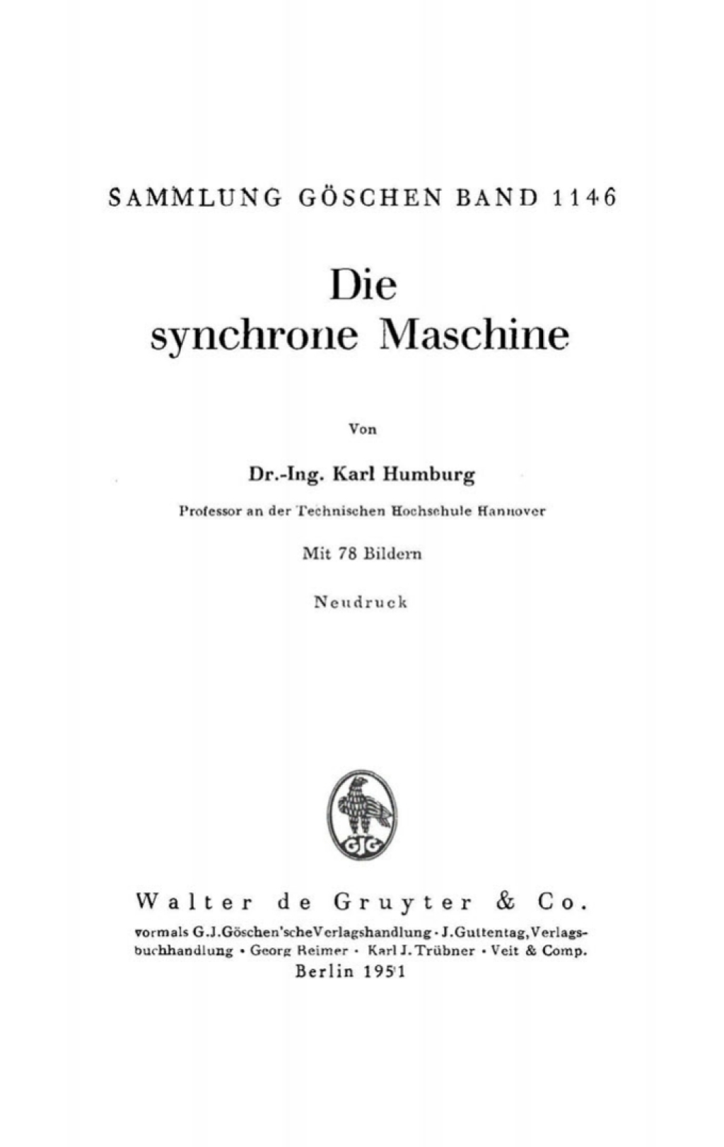 Die synchrone Maschine 1st Edition