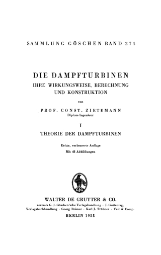 Cover image: Theorie der Dampfturbinen 3rd edition 9783111016894