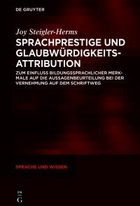 Cover image: Sprachprestige und Glaubwürdigkeitsattribution 1st edition 9783111379036