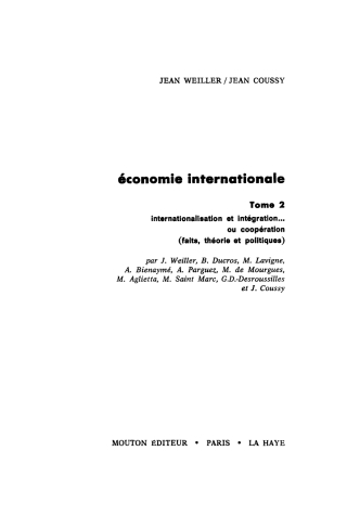 Cover image: Internationalisation et intégration...ou coopération (faits, théorie et politiques) 1st edition 9783111026398