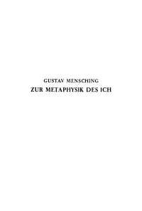 Cover image: Zur Metaphysik des Ich 1st edition 9783111026886