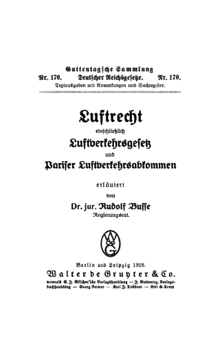 Cover image: Luftrecht 1st edition 9783111036335