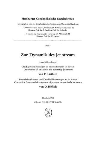 Titelbild: Zur Dynamik des jet stream 1st edition 9783111043562