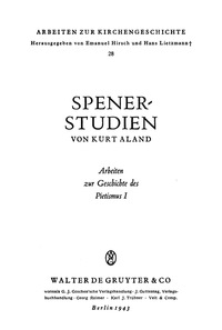 Cover image: Spener-Studien 1st edition 9783111047379